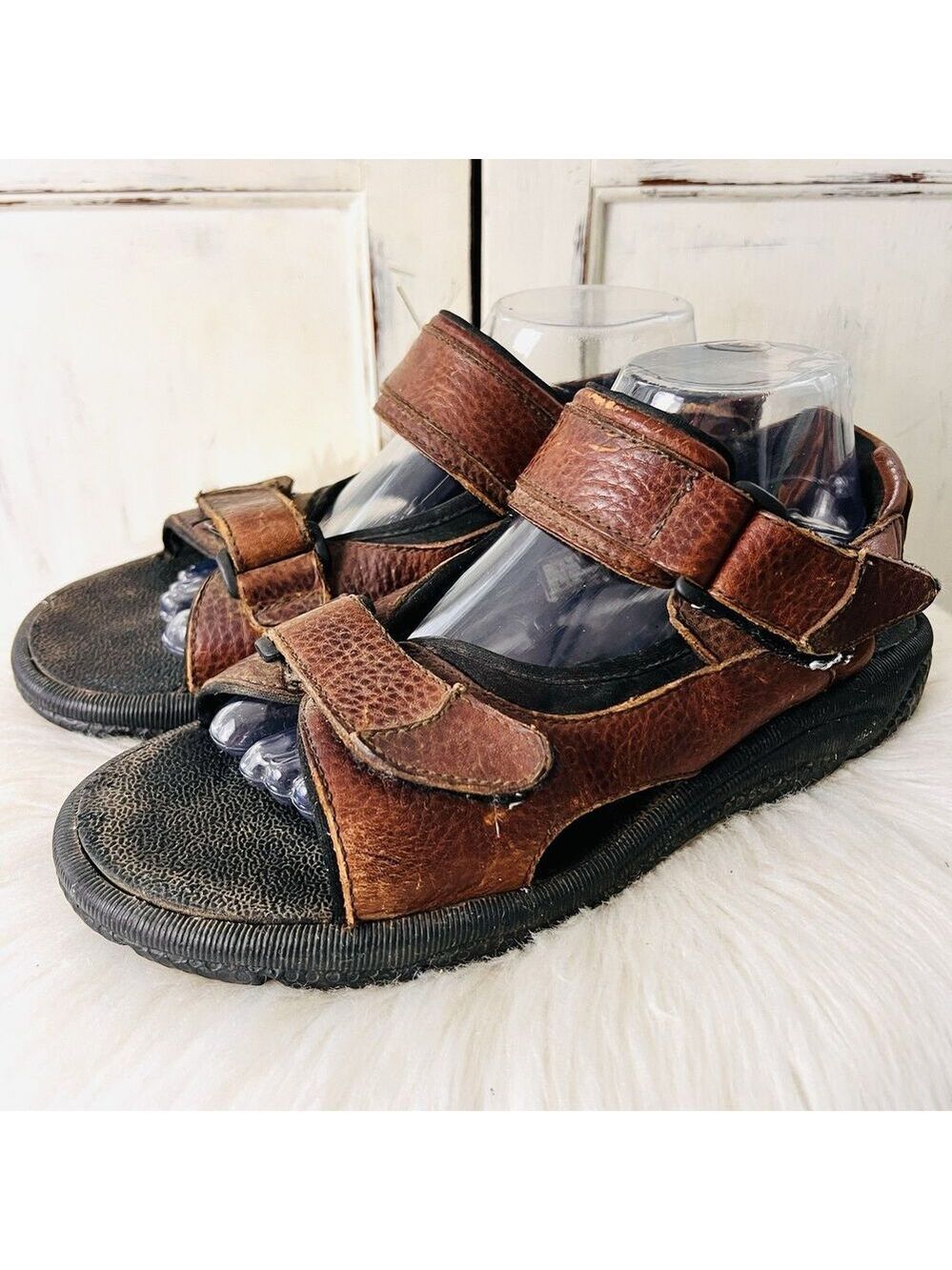 Dockers Brown Leather Adjustable Strappy Hiking Outdoors Sandals - Mens Size 9M